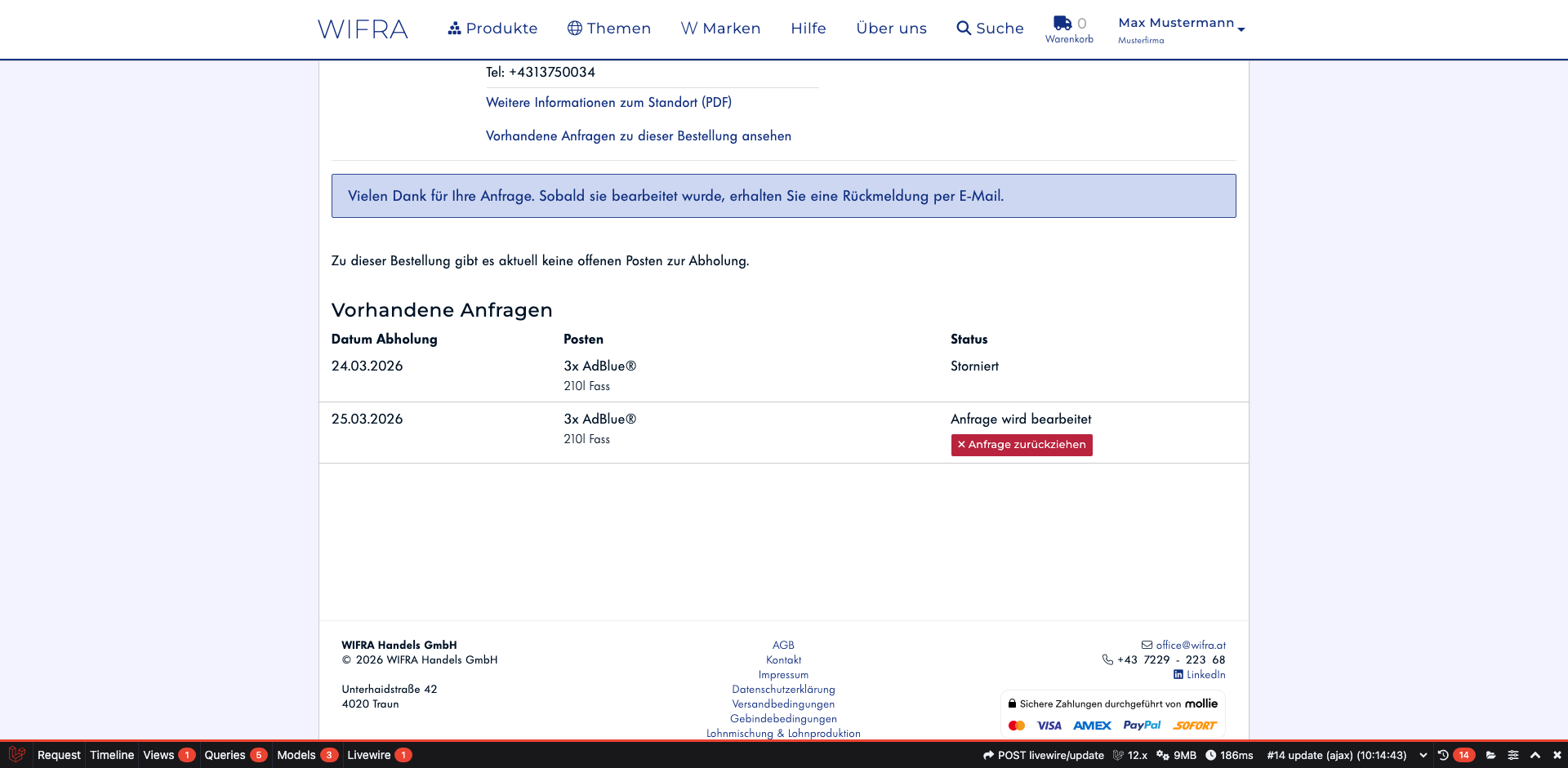 Schritt 13: Anfrage in der Übersicht