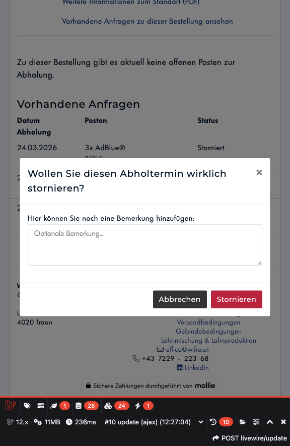 Schritt 14: Anfrage zurückziehen