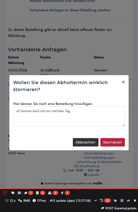 Schritt 15: Stornierungsgrund angeben