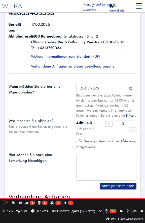 Schritt 18: Neue Anfrage vorbereiten