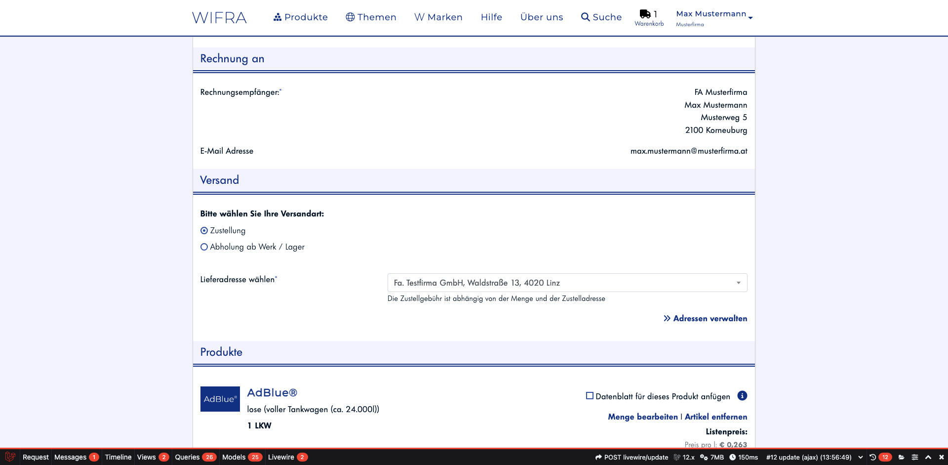 Schritt 12: Lieferadresse wählen