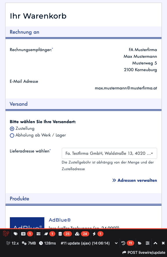 Schritt 12: Lieferadresse wählen