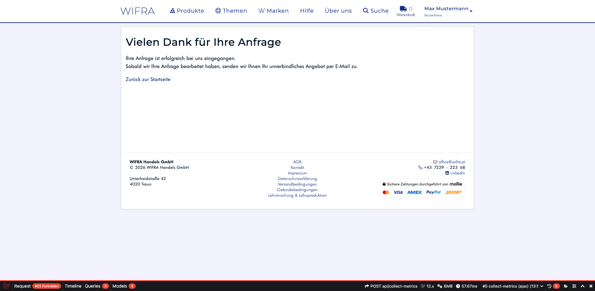 Schritt 14: Anfrage gesendet