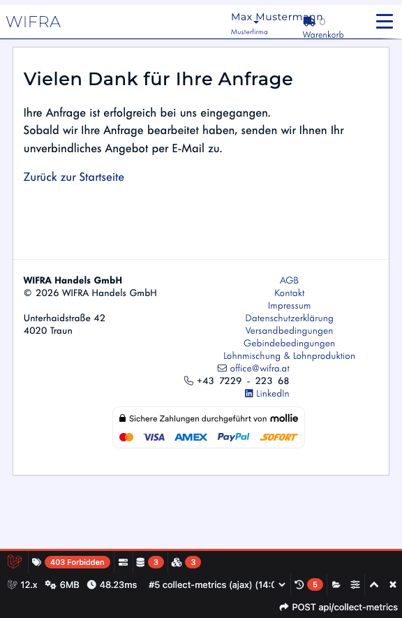 Schritt 14: Anfrage gesendet