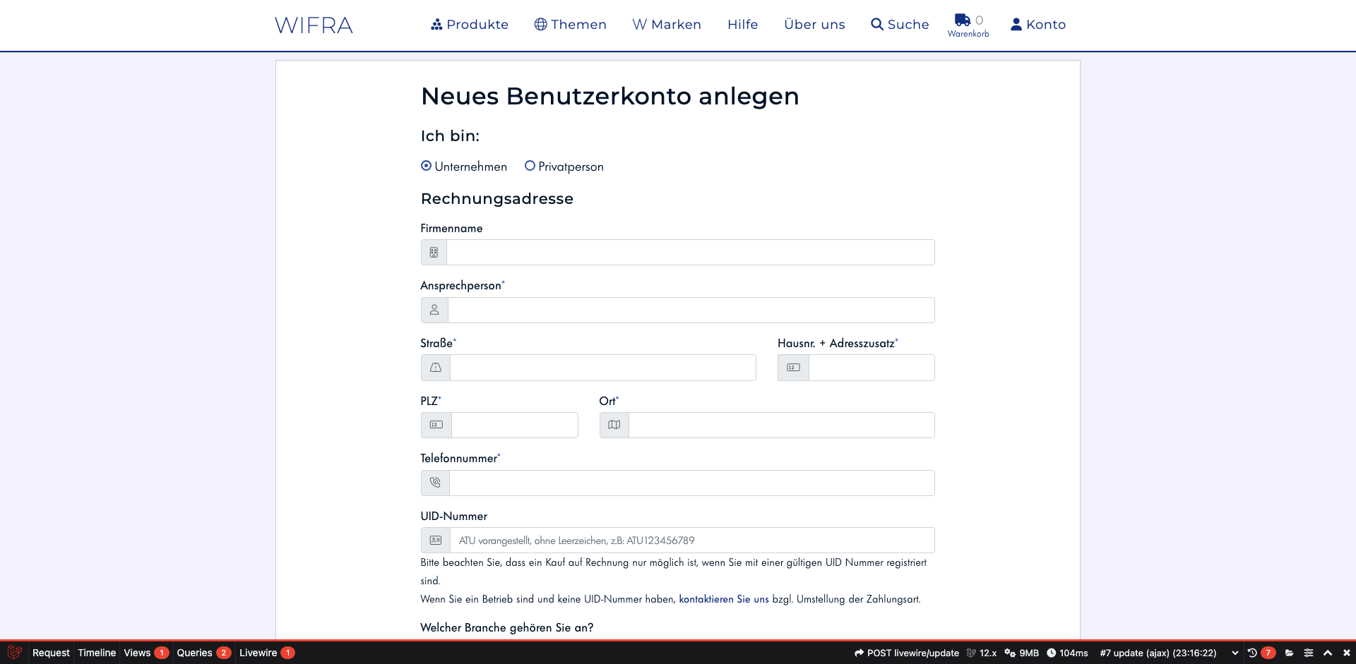 Schritt 2: „Unternehmen" auswählen