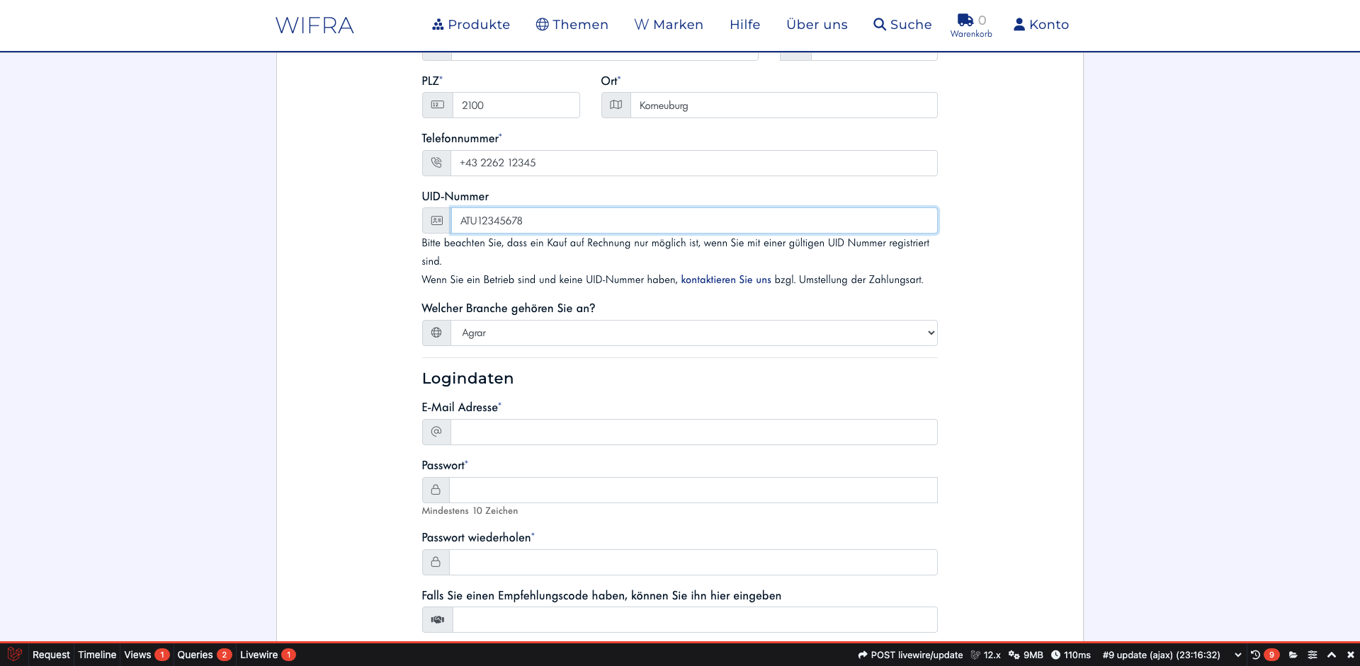 Schritt 9: Branche auswählen
