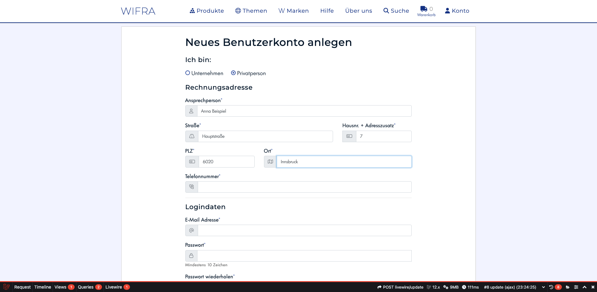 Schritt 5: PLZ und Ort