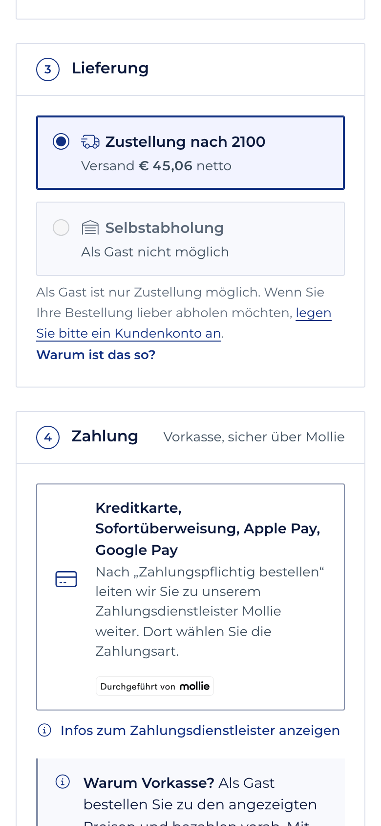 Schritt 10: Lieferung & Zahlung