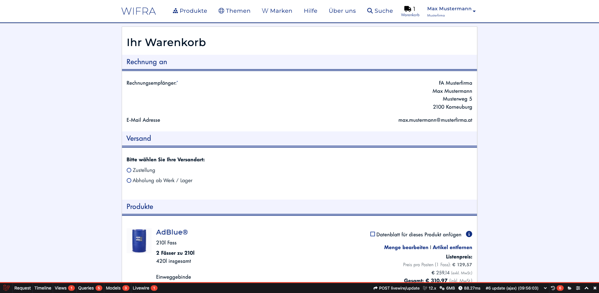 Schritt 9: Warenkorb-Übersicht