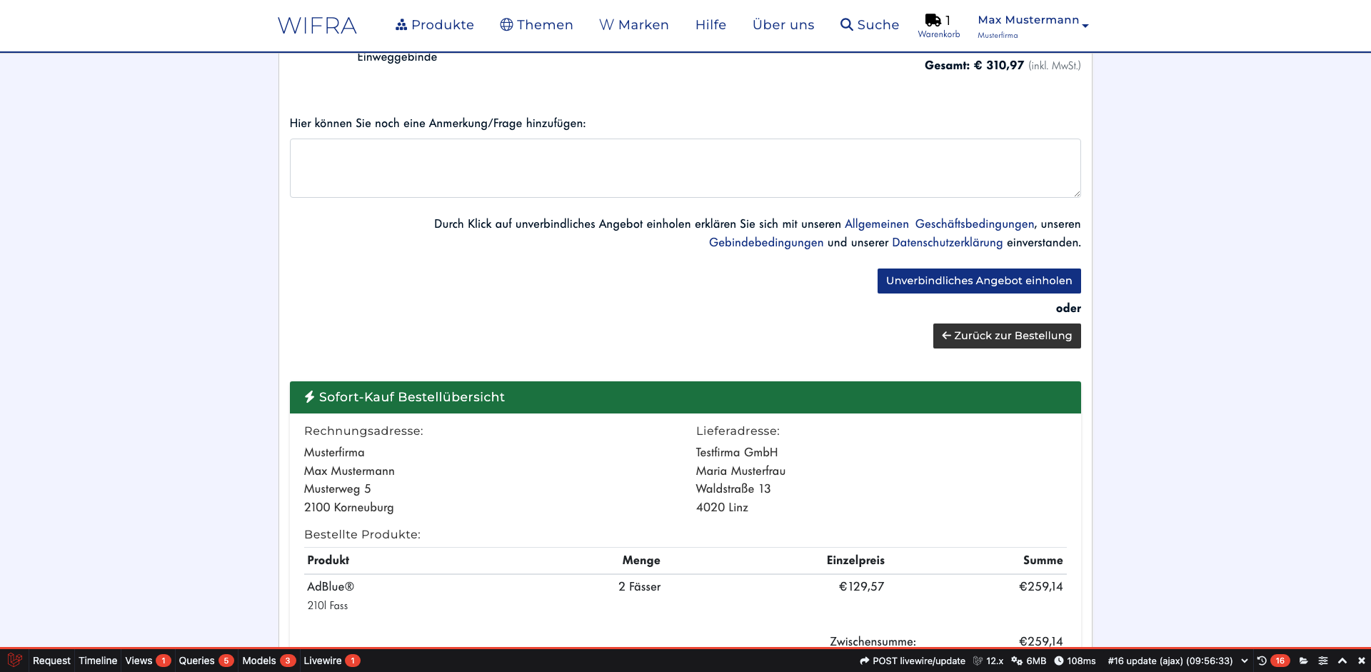 Schritt 13: Bestellübersicht prüfen