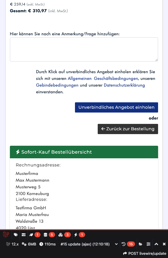 Schritt 13: Bestellübersicht prüfen